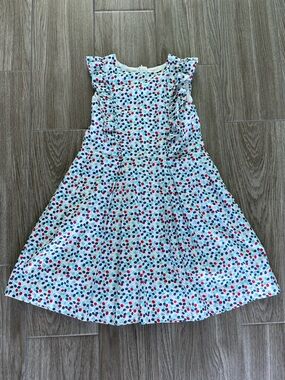NWT Jacadi White Dress with Red and Blue Dot Print